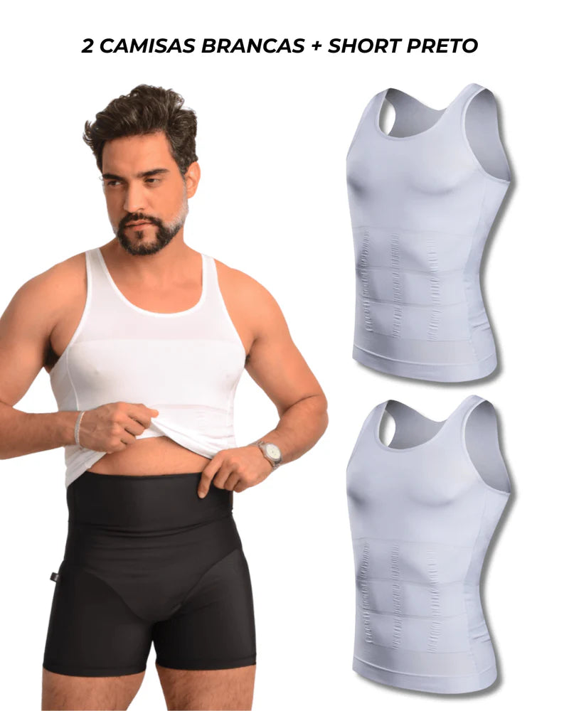 Kit Combo de Compressão 2 Camisas + 1 Short Fit Shape Pro®