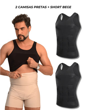 Kit Combo de Compressão 2 Camisas + 1 Short Fit Shape Pro®